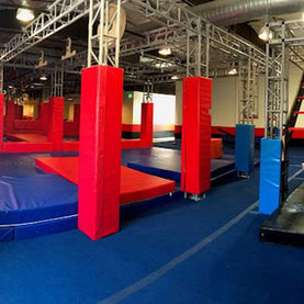 Overhead ninja rig structure for kids and teens at Ninja Republic in San Mateo, CA